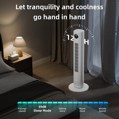 36-Inch Bladeless Tower Fan with Remote, 85° Oscillation, 3 Speeds & 12-Hour Timer