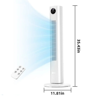 36-Inch Bladeless Tower Fan with Remote, 85° Oscillation, 3 Speeds & 12-Hour Timer