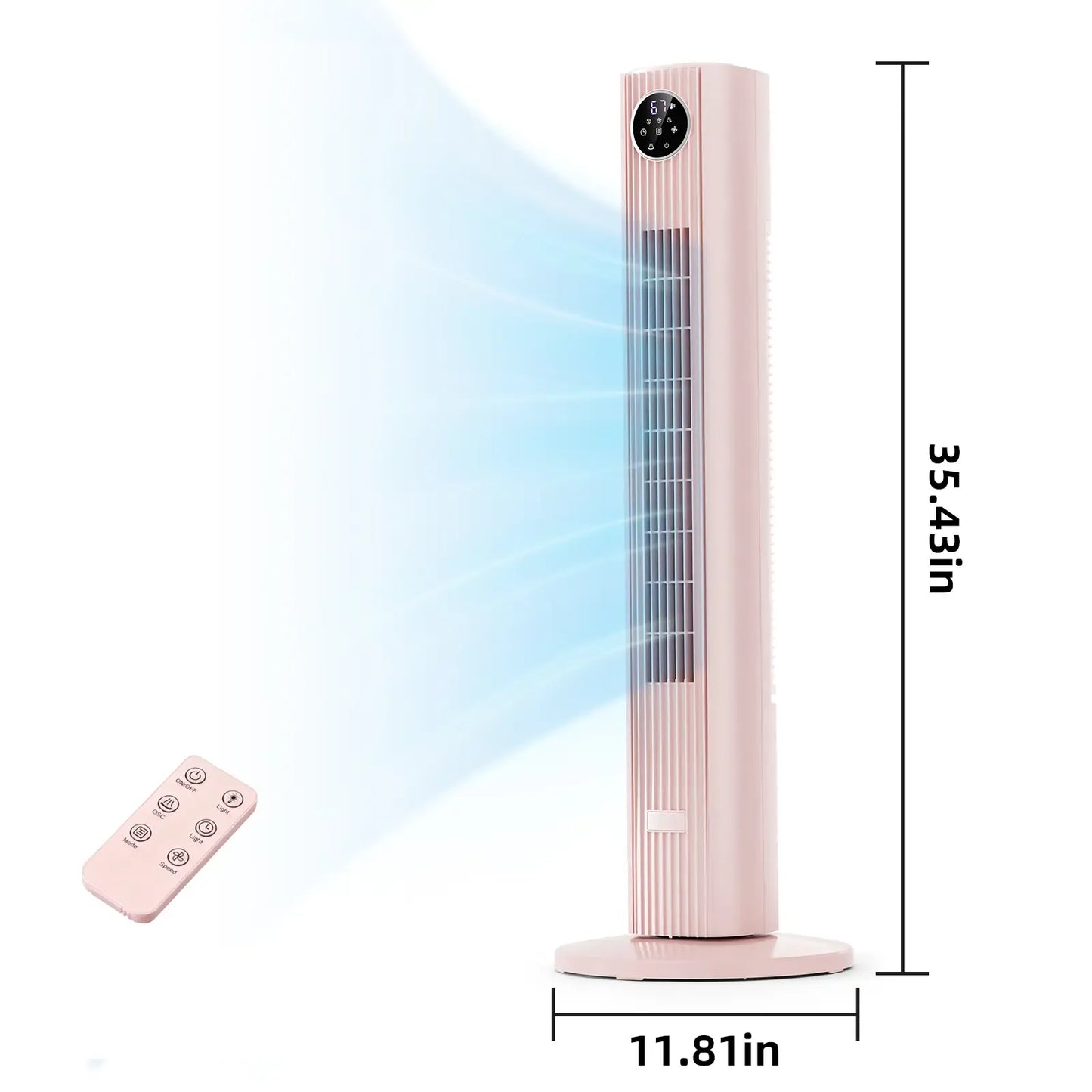36-Inch Bladeless Tower Fan with Remote, 85° Oscillation, 3 Speeds & 12-Hour Timer