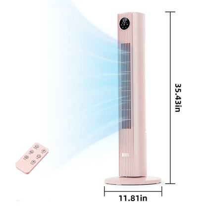 36-Inch Bladeless Tower Fan with Remote, 85° Oscillation, 3 Speeds & 12-Hour Timer