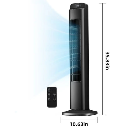 36-Inch Bladeless Tower Fan with Remote, 85° Oscillation, 3 Speeds & 12-Hour Timer