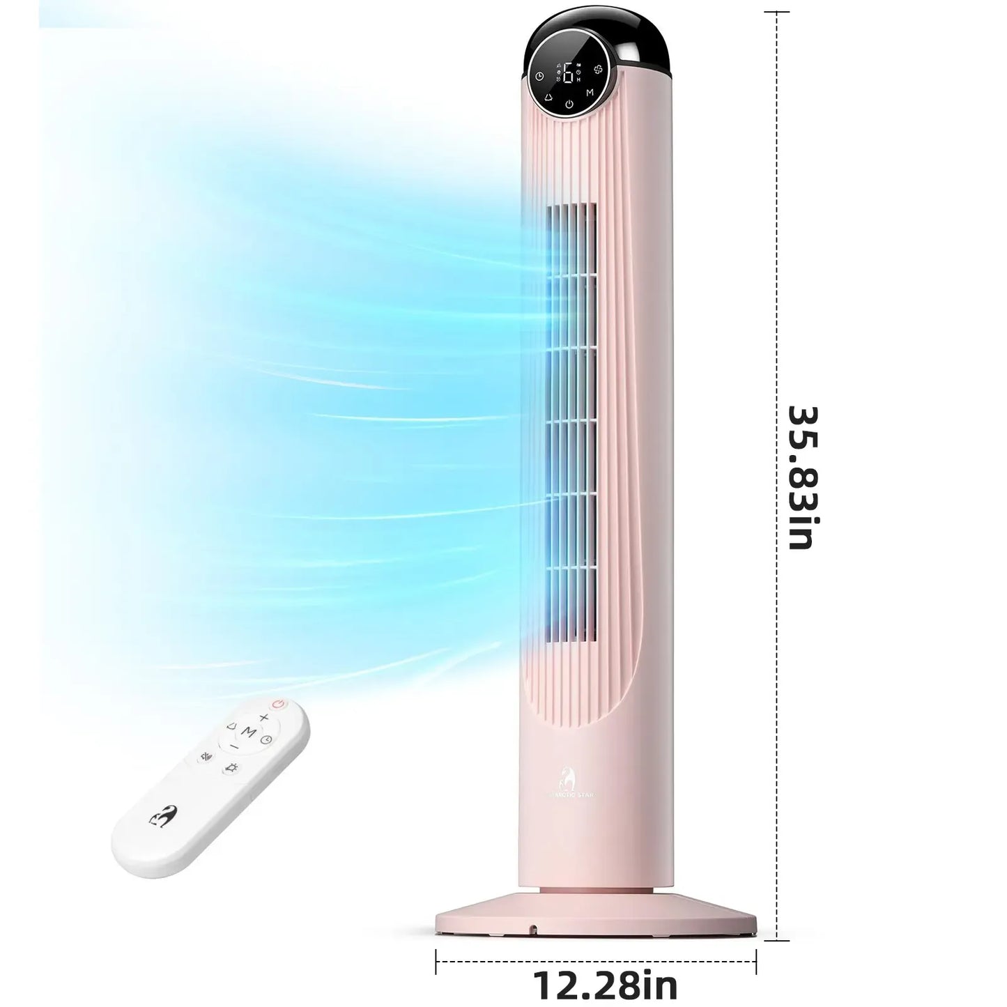 36-Inch Bladeless Tower Fan with Remote, 85° Oscillation, 3 Speeds & 12-Hour Timer
