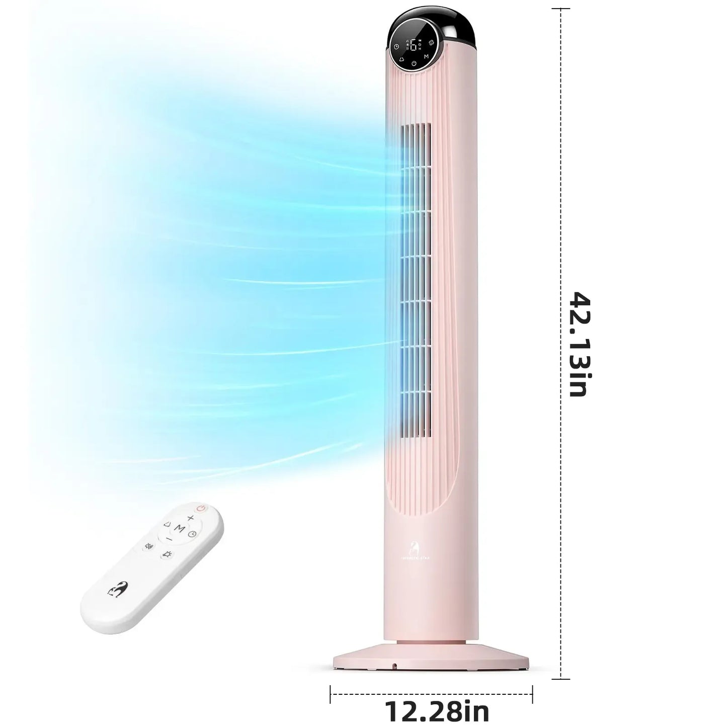36-Inch Bladeless Tower Fan with Remote, 85° Oscillation, 3 Speeds & 12-Hour Timer