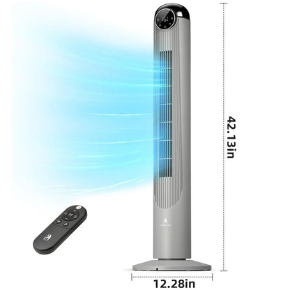 36-Inch Bladeless Tower Fan with Remote, 85° Oscillation, 3 Speeds & 12-Hour Timer