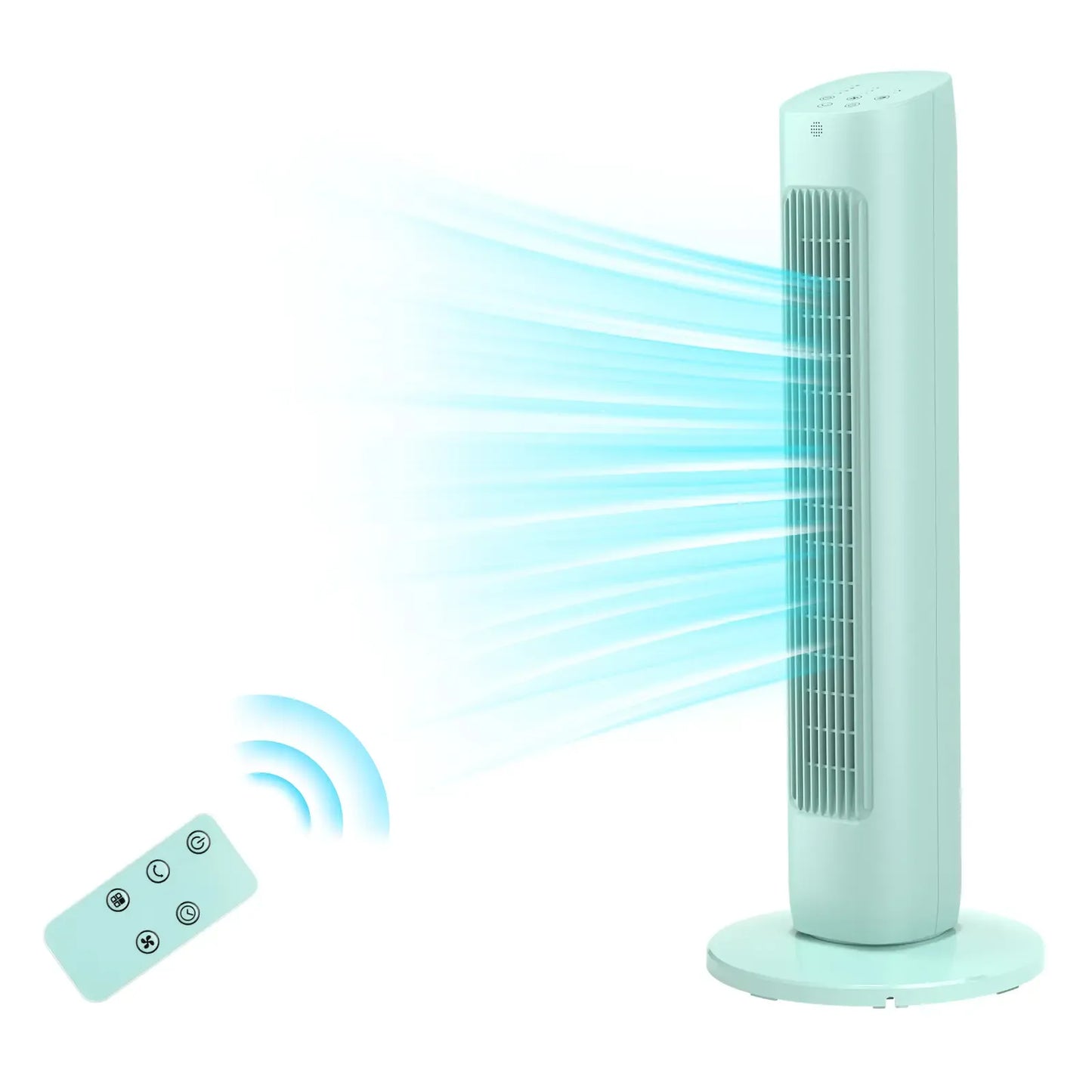 36-Inch Bladeless Tower Fan with Remote, 85° Oscillation, 3 Speeds & 12-Hour Timer