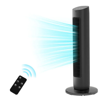 36-Inch Bladeless Tower Fan with Remote, 85° Oscillation, 3 Speeds & 12-Hour Timer