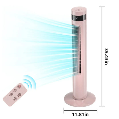 36-Inch Bladeless Tower Fan with Remote, 85° Oscillation, 3 Speeds & 12-Hour Timer